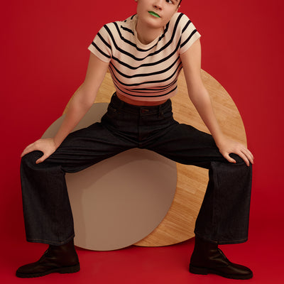 ＜ユードット＞フロントジップブーツ/ブラック