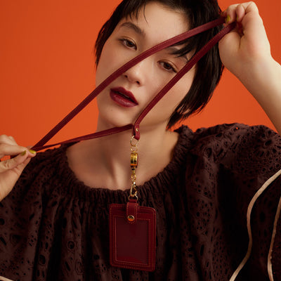 <lezali> Italian Leather ID Case (Vertical) / Rasberry