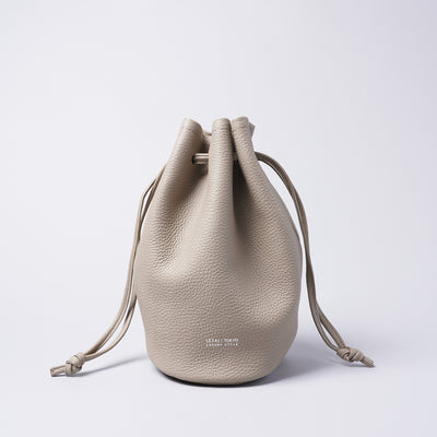 <LEZALI> Embossed Leather Drawstring Mini Bag / Black