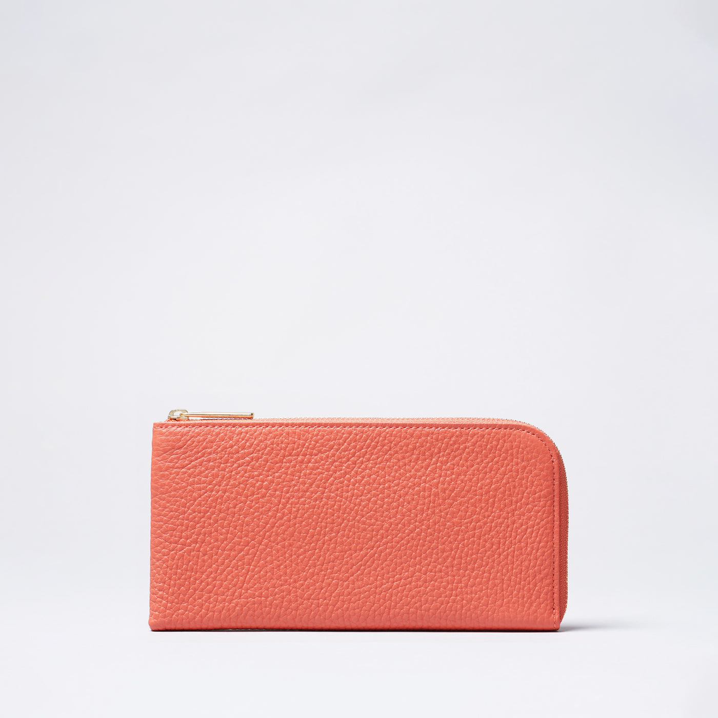 <bell la bell>  Italian Leather L Zipper Long Wallet / Coral Orange