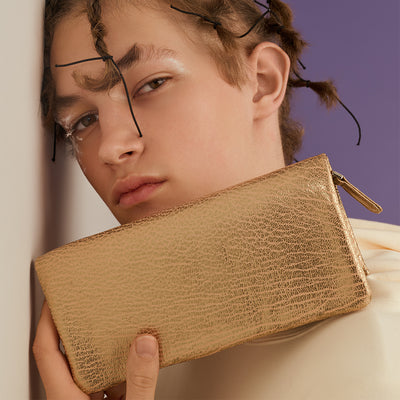 ＜VIA DOAN＞Zilda 拉鍊長夾/金色