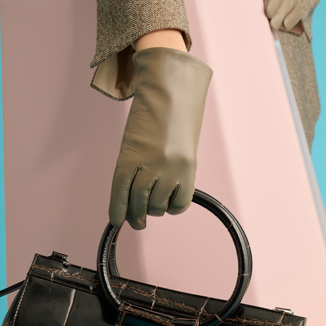 <HIRATA SHOTEN> Sheepskin Women's Gloves Short  / Greige