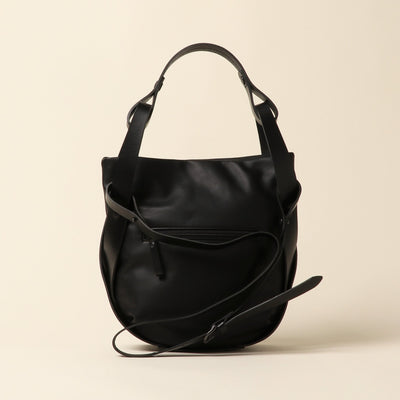 ＜estine＞Cradle系列 - 2WAY LEATHER BAG / 黑色