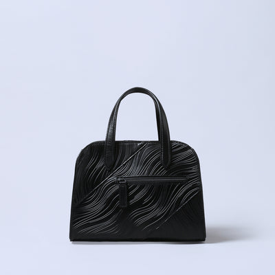 ＜ESTINE＞Noirism系列 兩用型皮革手提包/黑色