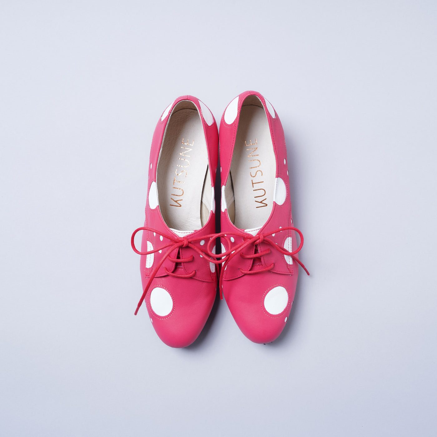 ＜クツネ＞LAST FLOWER PUMPS/ドット（ピンク×ホワイト）