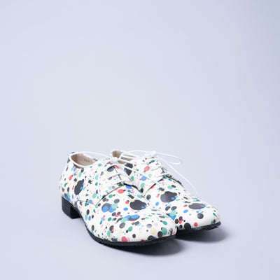 ＜クツネ＞BLUCHER STRAIGHT CHIP/リバティドット白系(マルチ)