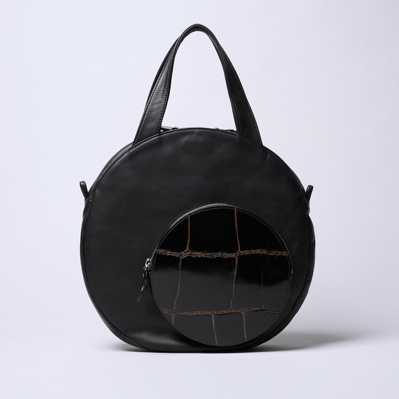 Apollon 兩用圓形斜背包 大/黑色