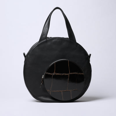 Apollon 兩用圓形斜背包 大/黑色