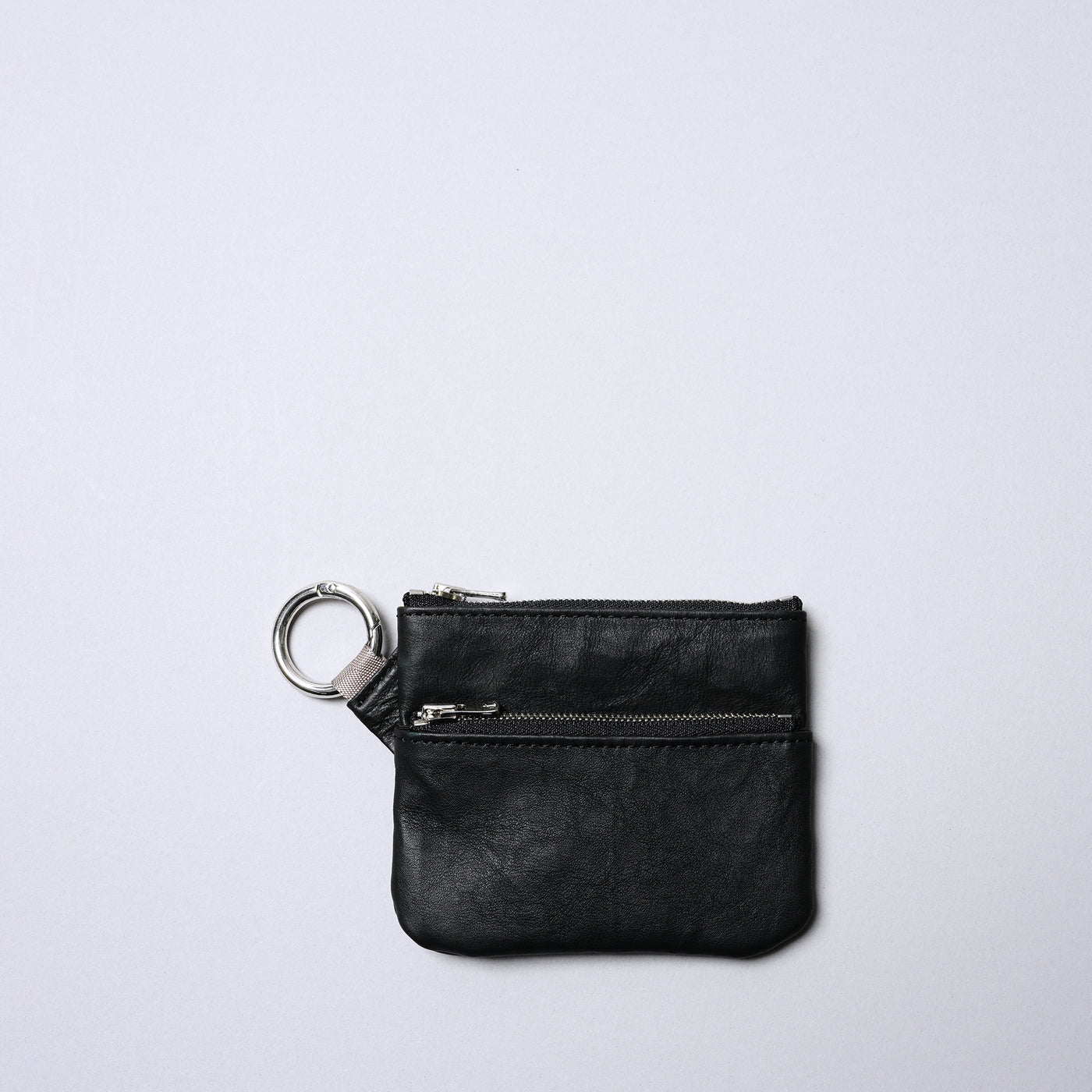 <SENTI FLATTER THE SENSES> Super Lightweight Dyneema Leather Double Zip Pouch / Black