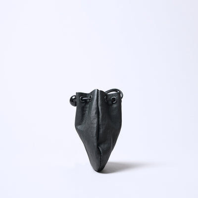 <SENTI FLATTER THE SENSES> Super Lightweight Dyneema Leather Drawstring Bag SS / Black x Camel