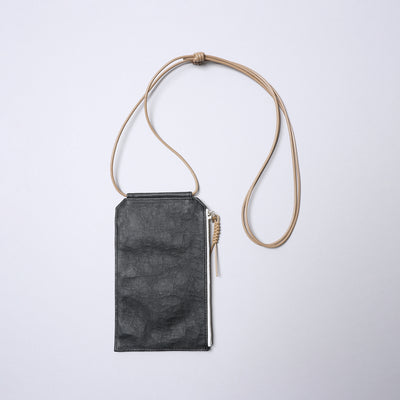 <SENTI FLATTER THE SENSES> Super Lightweight Dyneema Leather Travel Shoulder Bag / Black x Camel