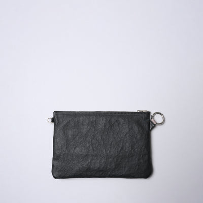 <SENTI FLATTER THE SENSES> Super Lightweight Dyneema Leather Double Zip Pouch LL / Black