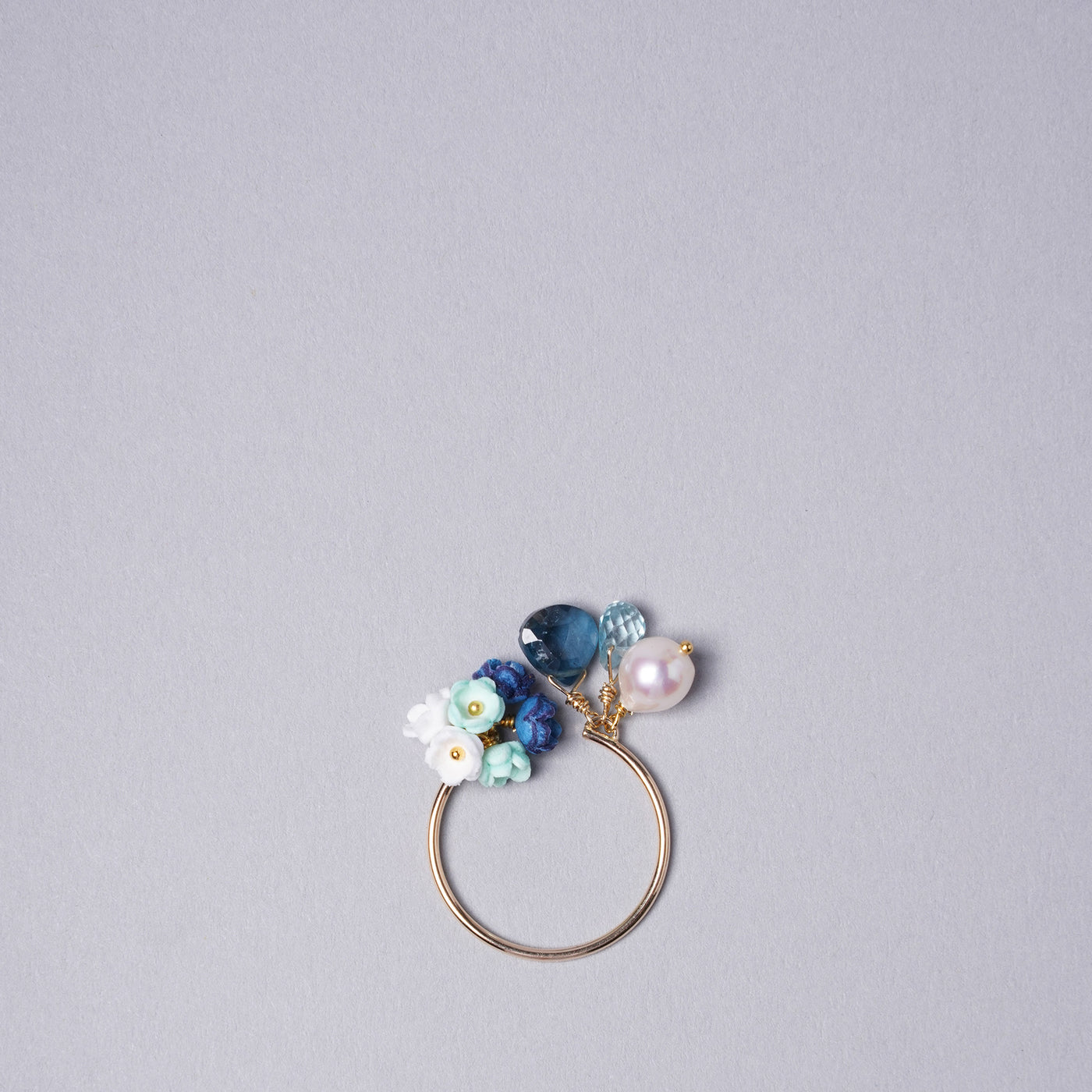 <Selieu> teema special order Akoya pearl Megu Ring C / white, pastel green and blue