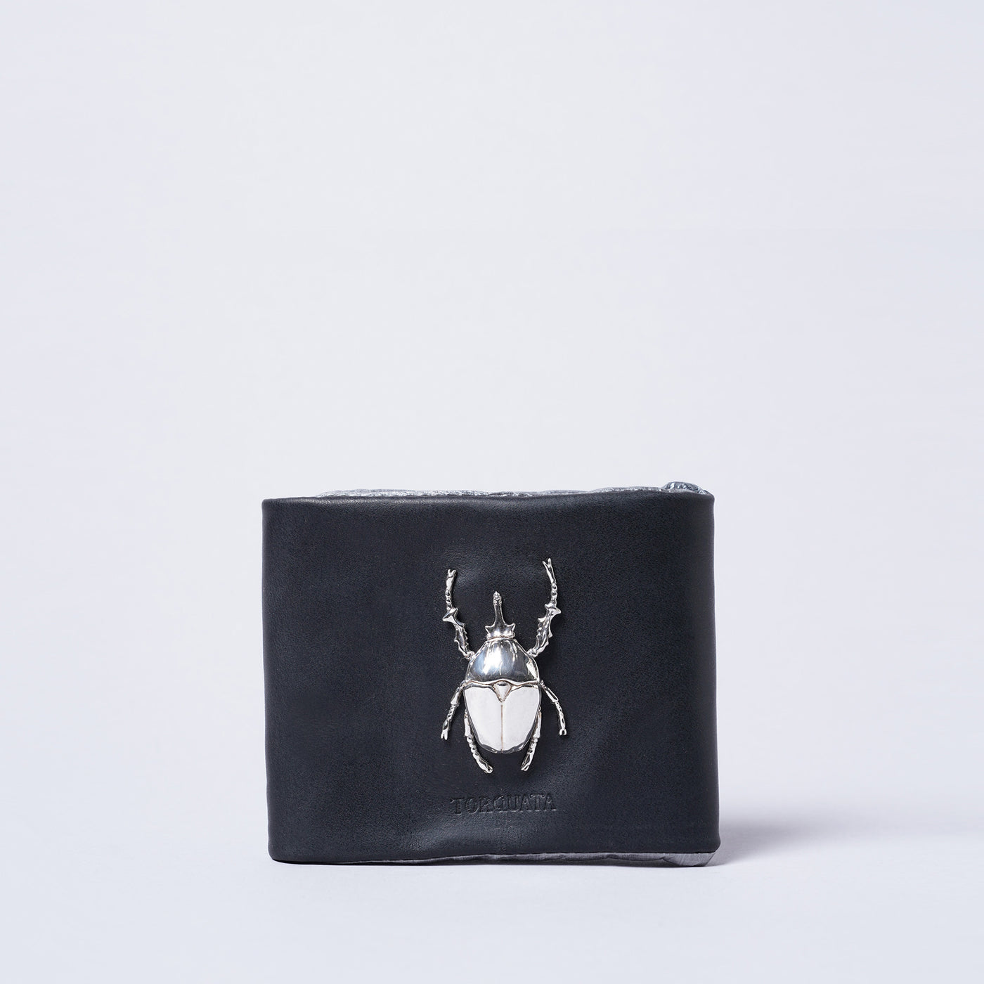 ＜トルクアータ＞昆虫付き GUIDI カーフ 仔牛革 二つ折り財布 / ハナムグリ/ブラック