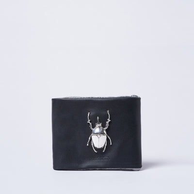 ＜トルクアータ＞昆虫付き GUIDI カーフ 仔牛革 二つ折り財布 / ハナムグリ/ブラック