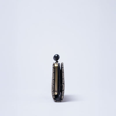 ＜キソラ＞古都印伝 がま口 ハーフウォレット/瓢箪BLK (ブラック)
