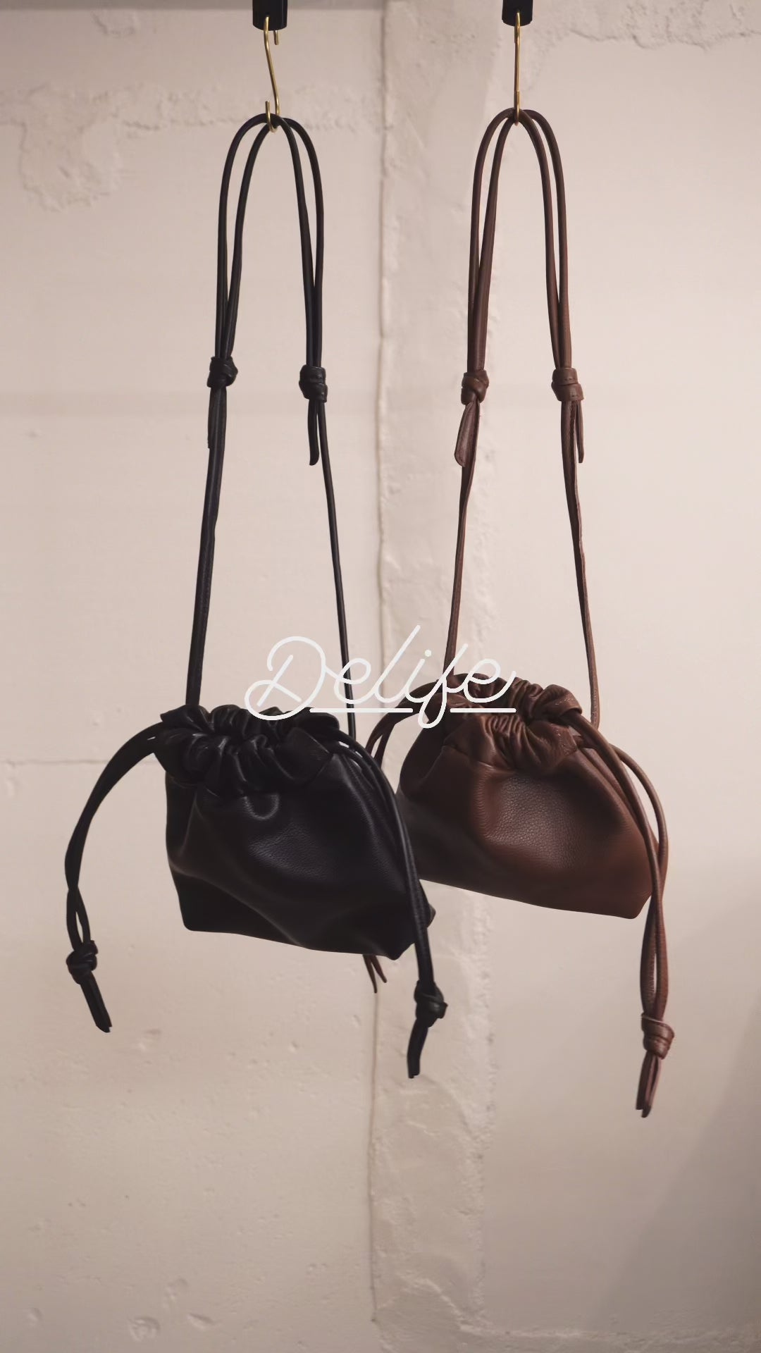 ＜delife＞Drawstring bag/Black