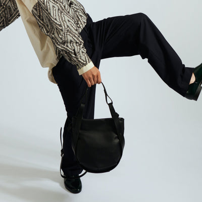 ＜estine＞Cradle系列 - 2WAY LEATHER BAG / 黑色