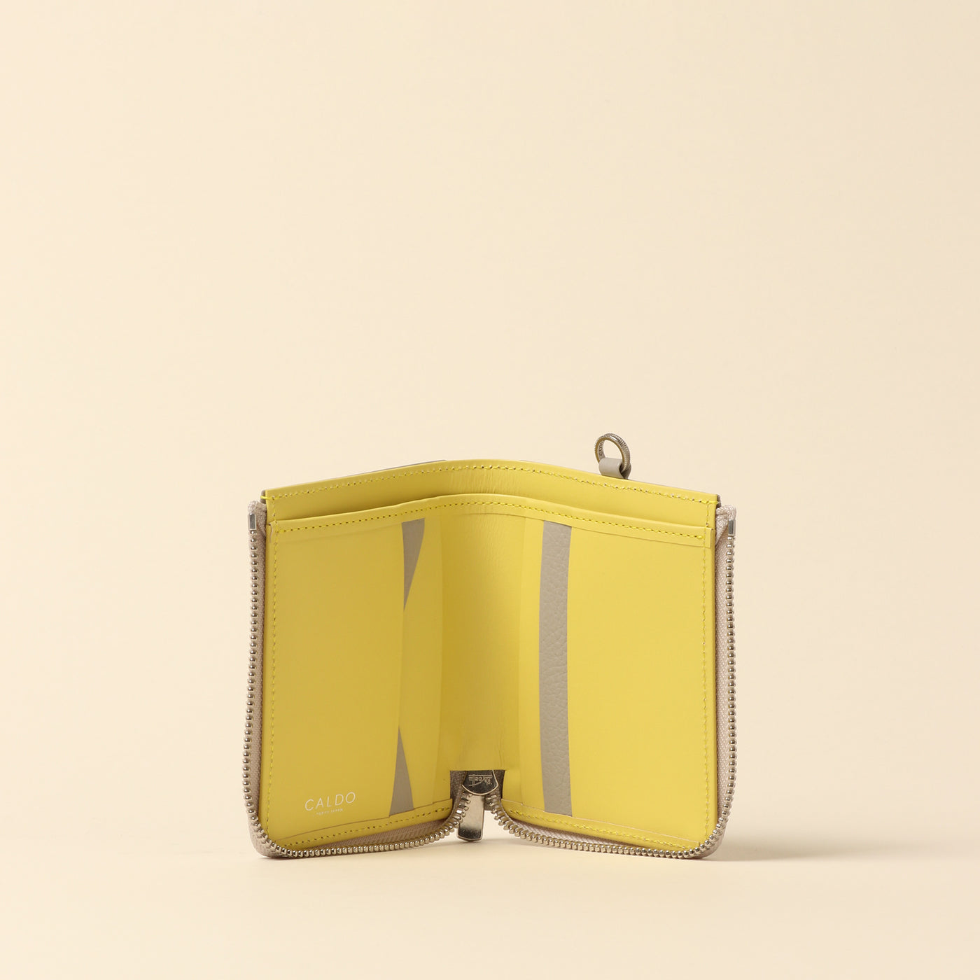 <CALDO tokyo japan> CROSSOVER Pocket Wallet / Light Gray Yellow