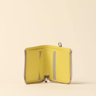 <CALDO tokyo japan> CROSSOVER Pocket Wallet / Light Gray Yellow