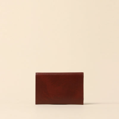 <CYPRIS> Business card holder in white Shirasagi leather, dark brown