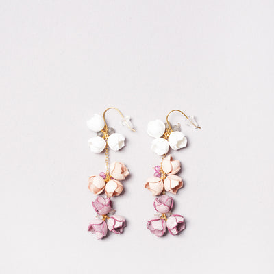 <Selieu> MIZUKI Earrings / White, Cherry Blossom and Smoky Pink