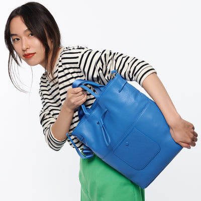 <itten-itten> Drawstring Tote / Blue