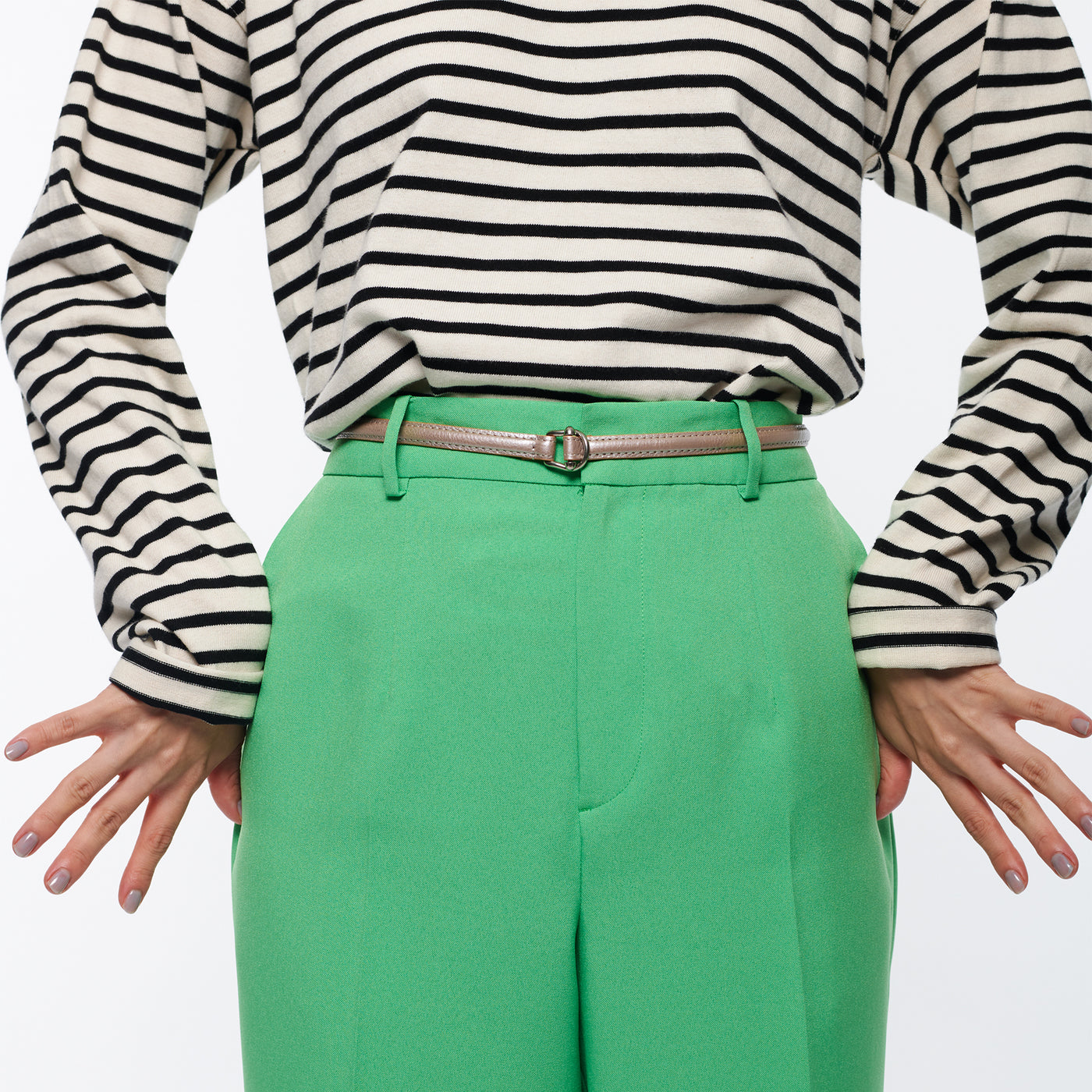 <Annak> Narrow free belt with hook buckle / dark brown